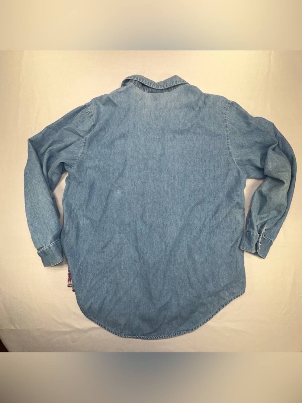 Vintage 100% Cotton Patchwork Button Up | Lightweight 4th of July Chambray M - Picture 8 of 12